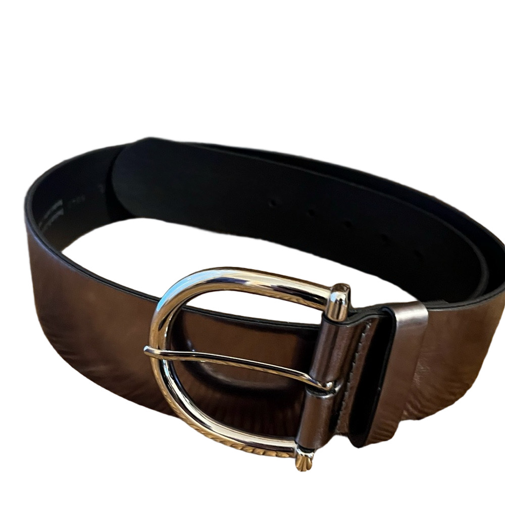 Aldo Women’s Metallic Toned Belt Buckle Size Large Bonded Leather